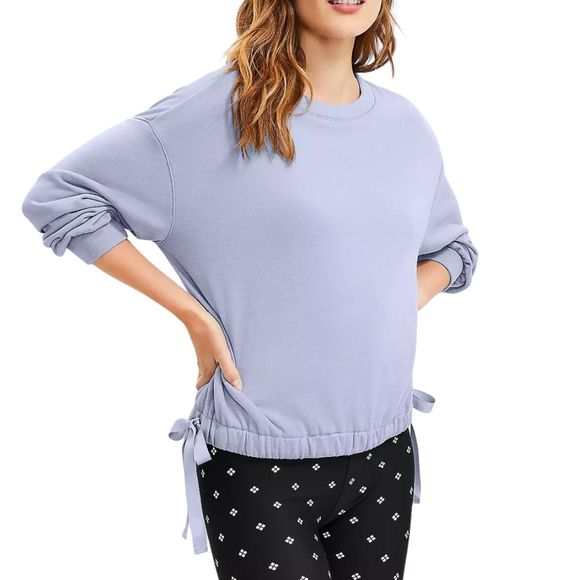 Lou & Grey Tops - Loft Lou & Grey Fluffy Fleece Side Tie Sweatshirt Periwinkle Hydrangea